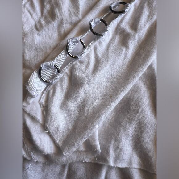 Bailey 44 hooped long sleeve white top size Small grunge neutral - Picture 6 of 10